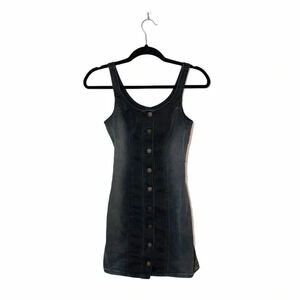 Hollister Charcoal Black Button Front Denim Mini Dress Xsmall Women’s